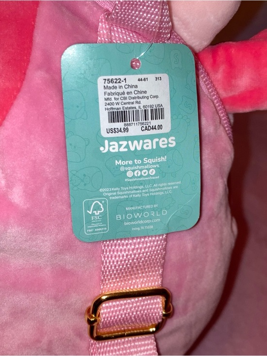 Squishmallow 10” Plush Backpack - Calynda the Pink Strawberry Cow - Bioworld - Picture 8 of 8